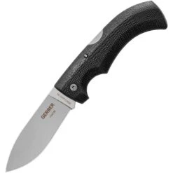Gerber 6064 Gator Knives Lockback Folding Pocket Drop Point Knife With Alligator Hide Textured Black Kraton Handles