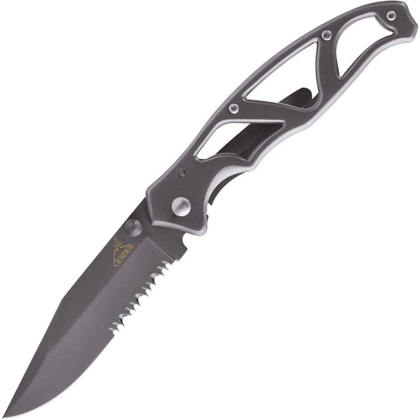 Gerber 8445 Paraframe I Framelock Folding Pocket Stainless Steel Clip Blade Knife With Stainless Skeletonized Handles 3 Gerber 8445 Paraframe I Framelock Folding Pocket Stainless Steel Clip Blade Knife With Stainless Skeletonized Handles
