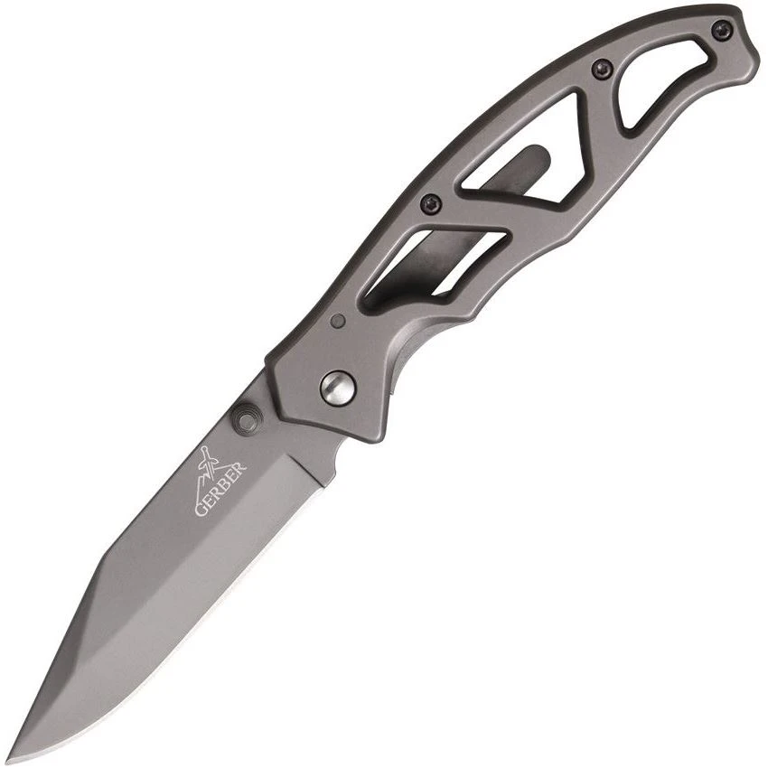 Gerber 8446 Paraframe I Framelock Folding Pocket Steel Clip Blade Knife With Stainless Skeletonized Handles 3 Gerber 8446 Paraframe I Framelock Folding Pocket Steel Clip Blade Knife With Stainless Skeletonized Handles