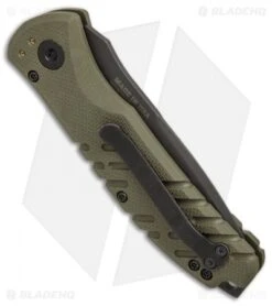 Gerber Propel Downrange Automatic Knife OD Green (3.5" Black Serr) 8 Gerber Propel Downrange Automatic Knife OD Green (3.5" Black Serr) -Gerber Gerber Auto Propel Downrange OD green black serr BHQ 67394 er side