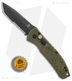 Gerber Propel Downrange Automatic Knife OD Green (3.5" Black Serr) 9 Gerber Propel Downrange Automatic Knife OD Green (3.5" Black Serr) -Gerber Gerber Auto Propel Downrange OD green black serr BHQ 67394 er size