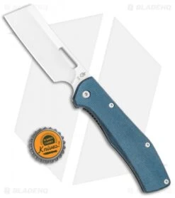 Gerber FlatIron Cleaver Frame Lock Knife Blue Micarta (3.5" Satin) 30-001789 -Gerber Gerber Flatiron Cleaver FL Gray Micarta Satin 30 001789 BHQ 105497 jr bottlecap desaturated