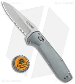 Gerber Highbrow Assisted Opening Knife Aluminum (3.3" SW Serr) 30-001638 9 Gerber Highbrow Assisted Opening Knife Aluminum (3.3" SW Serr) 30-001638 -Gerber Gerber Highbrow Assisted Opening Gray Aluminum Satin Serr BHQ 118496 jr bottlecap
