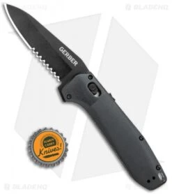 Gerber Highbrow Assisted Opening Knife Onyx Aluminum (3.3" Black Serr) 9 Gerber Highbrow Assisted Opening Knife Onyx Aluminum (3.3" Black Serr) -Gerber Gerber Highbrow Assisted Opening Onyx Aluminum Black Serr BHQ 105481 jr bottlecap