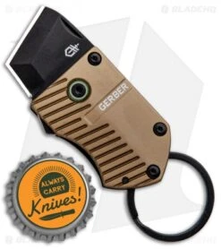 Gerber Key Note Compact Key Chain Knife Tan Aluminum (1" Black) -Gerber Gerber Key Note Compact Key Chain Tan Aluminum Black 30 001692 BHQ 94217 jr bottlecap