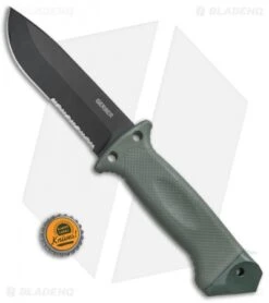 Gerber LMF II ASEK Combat Fixed Blade Combat OD Green (4.8" Black Serr) 1627 -Gerber Gerber LMF II Infantity Combat Combat OD Green Black Serr GER22 01627G BHQ 72470 jr bottlecap