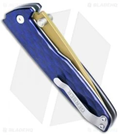 Gerber One-Flip Liner Lock Knife Blue Aluminum (3.2" Gold) 30-001354 -Gerber Gerber One Flip LL Blue Alum Gold 30 001354 BHQ 67405 jr side 2