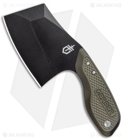 Gerber Tri-Tip Mini Cleaver Fixed Blade Knife Green (2" Black) 3 Gerber Tri-Tip Mini Cleaver Fixed Blade Knife Green (2" Black)