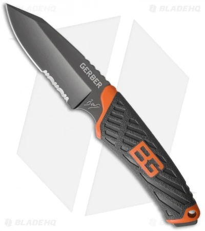 Gerber Bear Grylls Compact Fixed Blade Knife (3.4" Black Serr) 31-001066 3 Gerber Bear Grylls Compact Fixed Blade Knife (3.4" Black Serr) 31-001066