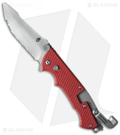 Gerber Hinderer Rescue Knife Red (3.5" Satin Serr) 22-01534 3 Gerber Hinderer Rescue Knife Red (3.5" Satin Serr) 22-01534